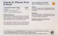 PharmaNord Vitamin D3 (D-Pearls) 38mcg120 Kapseln (22,2g)