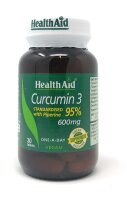 HealthAid Curcumin 3 600mg (Standardised 95% with Piperine) 30 Tabletten (vegan)