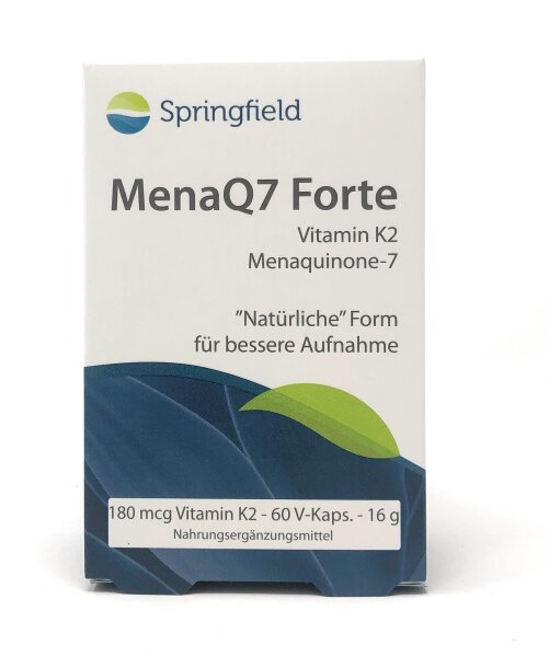 Springfield Nutraceuticals MenaQ7 Forte Vitamin K2 Menaquinon-7 180 mcg 60 V-Kapseln (20g)