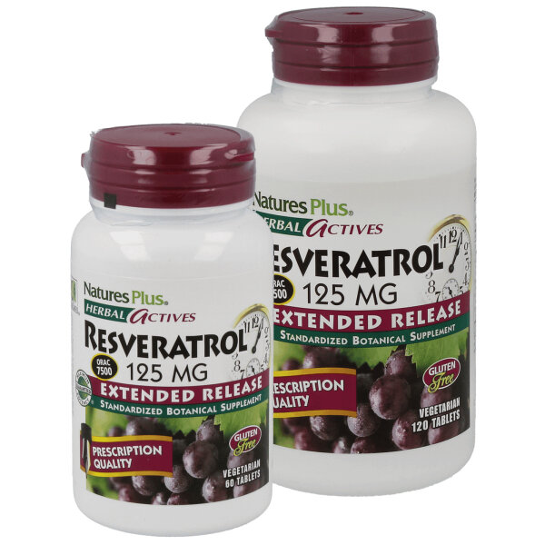 Natures Plus HerbalActives Resveratrol 125mg Ext.Release 120 Tabletten