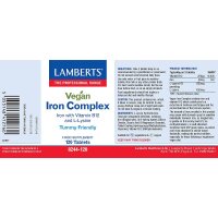 Lamberts Healthcare Ltd. Vegan Iron [Eisen] Complex (Iron with B12 and L-Lysin) 120 Tabletten (vegan)