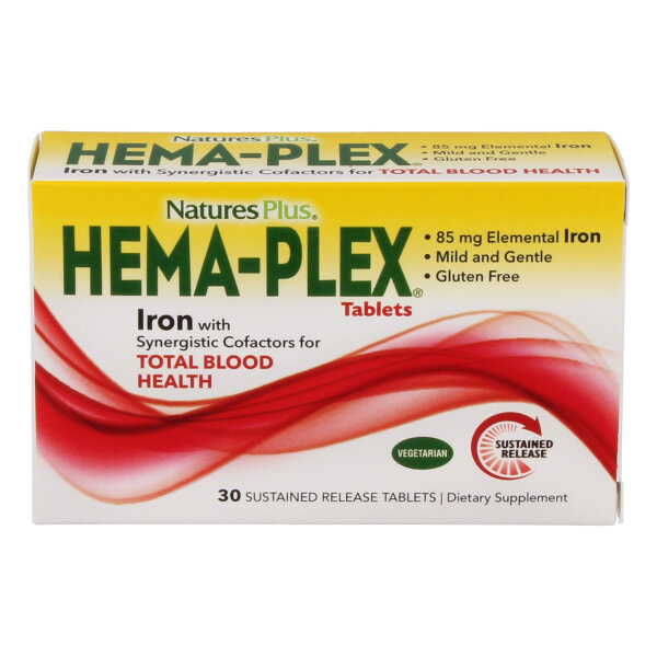 Natures Plus Hema-Plex® (Iron with synergistic Cofactors) 30 Tabletten SR (59,5g)