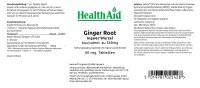 HealthAid Ginger Root 560mg (Ingwer) 60 Tabletten (vegan)