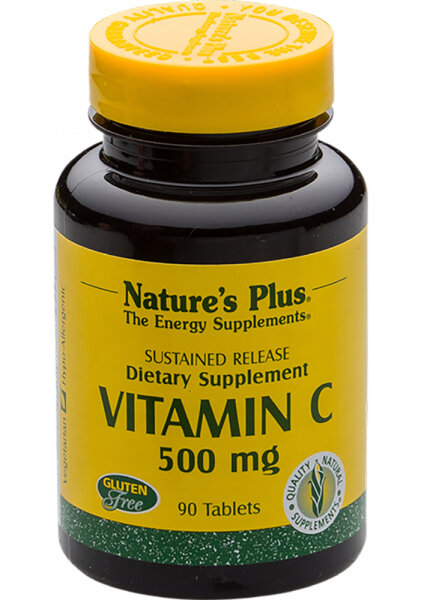 Natures Plus Vitamin C 500mg w/Rose Hips [Hagebutte] 90 Tabletten S/R (76g)
