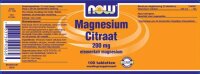 NOW Foods Magnesium Citraat (200 Mg-Citrat) 100 Tabletten (163g)
