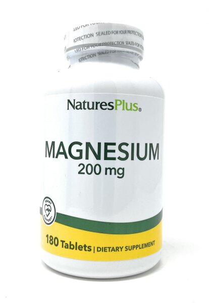 Natures Plus Magnesium 200mg (als Magnesium Soja Aminosäurechelat) 180 Tabletten (280g)