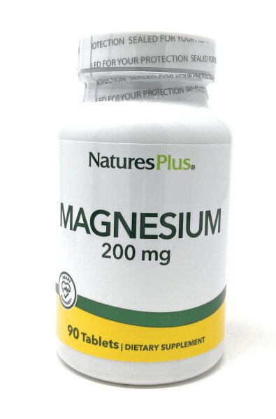 Natures Plus Magnesium 200mg (als Magnesium Soja Aminosäurechelat) 90 Tabletten (145,5g)