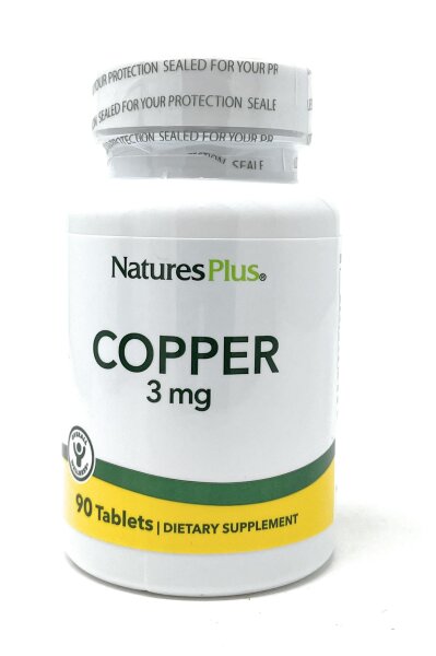 Natures Plus Copper 3mg (Kupfer-Soja-Aminosäure-Chelat) 90 Tabletten (45g)