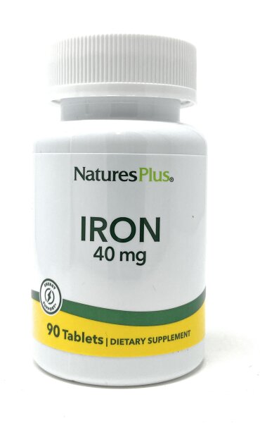 Natures Plus Iron 40mg (2 Tabletten) (als Eisen Aminosäurechelat) 90 Tabletten (51,2g)