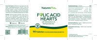 Natures Plus Folic Acid Hearts (Folsäure-Herzen mit Methylfolat und Methylcobalamin) 90 Tabletten (31,7g)
