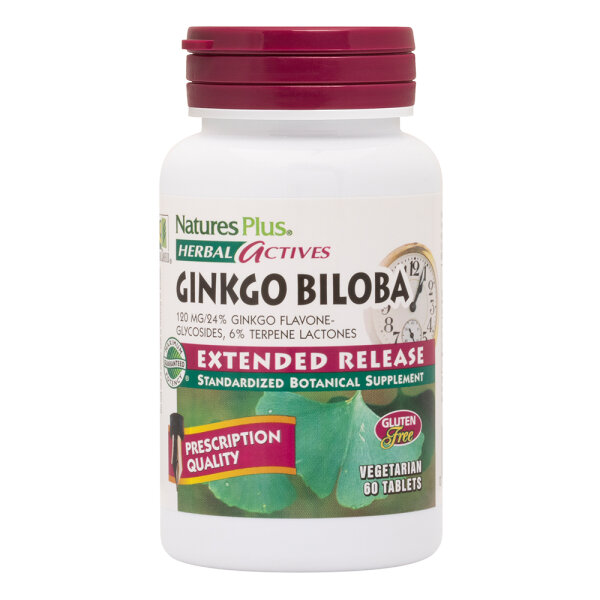 Natures Plus Herbal Actives Ginkgo Biloba 120mg Extended Release 60 Tabletten