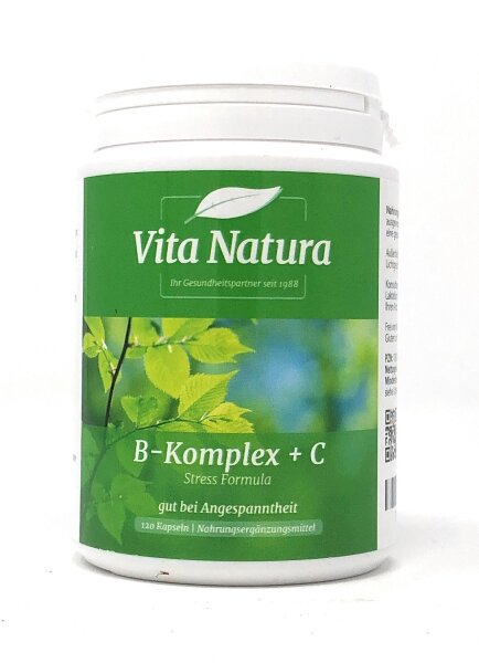 VitaNaturaBV Netherlands Vitamin B-Komplex plus C 120 veg. Kapseln (83,8g)