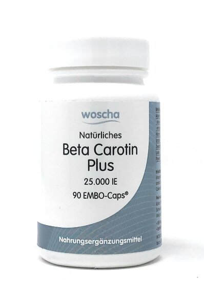 woscha natürliches Beta Carotin Plus 25.000 IE 90 Embo-CAPS® (22g) (vegan)