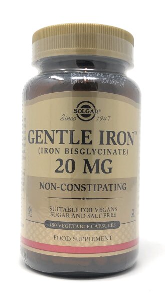 Solgar Gentle Iron 20mg (Eisen Bisglycinat) 180 veg. Kapseln (vegan)