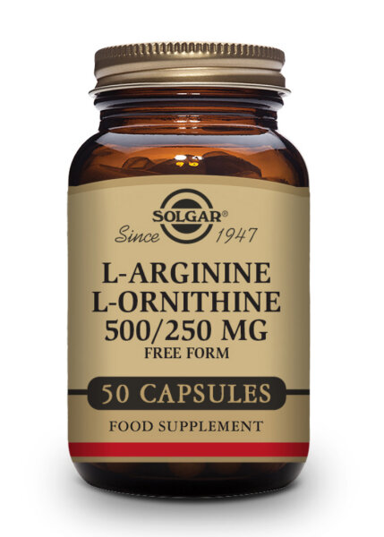 Solgar L-Arginine 500mg /L-Ornithine 250mg 50 veg. Kapseln (vegan)