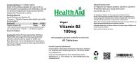 HealthAid Vitamin B2 (Riboflavin) 100mg S/R (verz. Freisetzung) 60 Tabletten (vegan)
