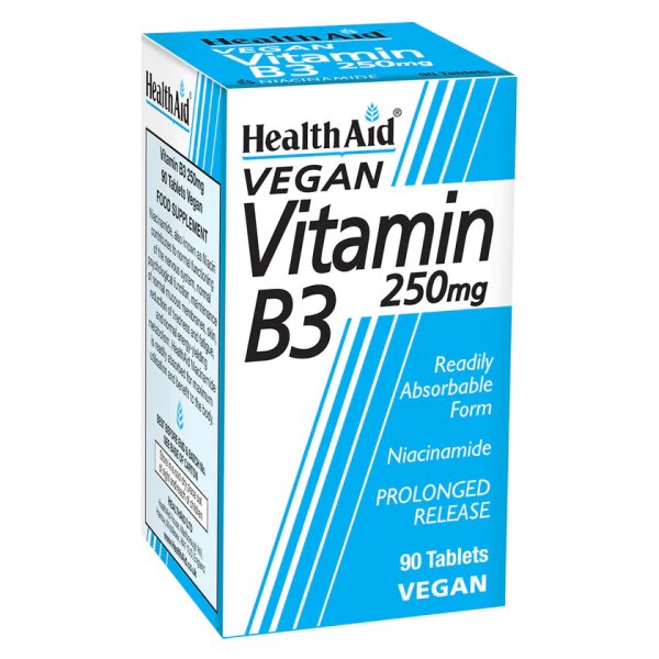 HealthAid Vitamin B3 (Niacinamide) 250mg S/R (verz. Freisetzung) 90 Tabletten