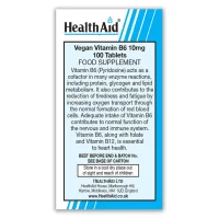 HealthAid Vitamin B6 (Pyridoxine HCl) 10mg 100 Tabletten(vegan)