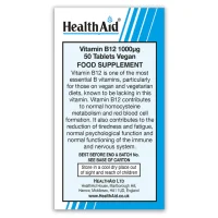 HealthAid Vitamin B12 (Cyanocobalamin) 1000mcg 100 veg....