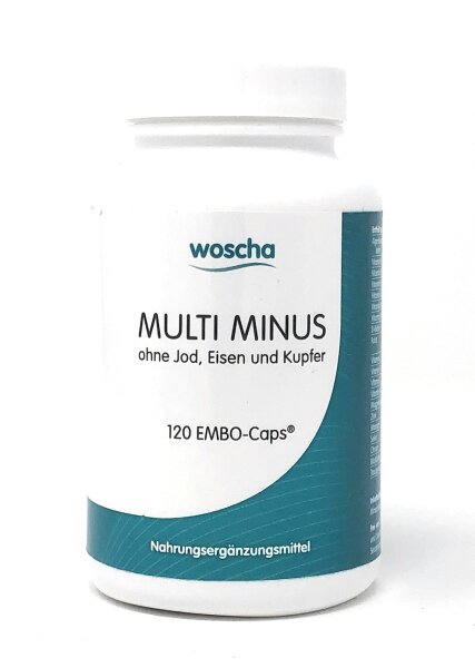woscha Multi minus - ohne Jod, Eisen und Kupfer 120 Embo-Caps (vegan) (101g)