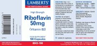 Lamberts Riboflavin 50mg (Vitamin B2) 100 veg. Kapseln LB