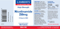 Lamberts Nicotinamide (Vit B3) 250mg 100 Tabletten