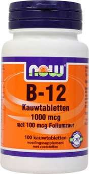 NOW Foods B-12 met 100mcg Foliumzuur 100 Lutschtabletten  (vegan)